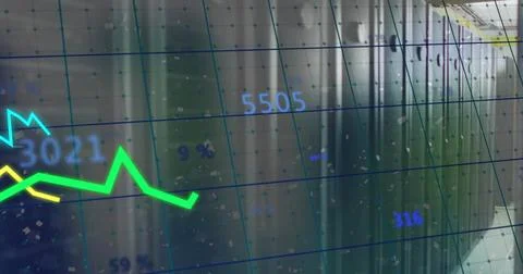 Image of financial data processing over computer servers Stock Illustration