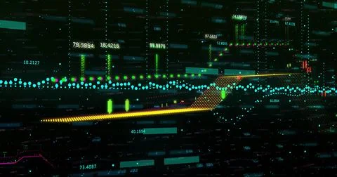 Image of financial data processing over dark background イラスト素材