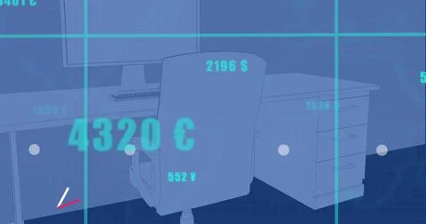 Image of financial data processing over computers on blue background Stock Illustration