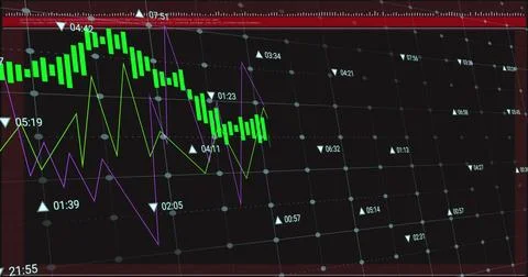 Image of financial data processing over screens on black background Stock Illustration