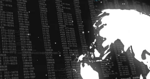 Image of financial data processing over globe on black background 스톡 일러스트