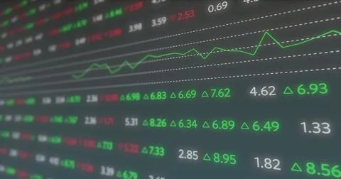 Image of financial data processing over black background Stock Illustration