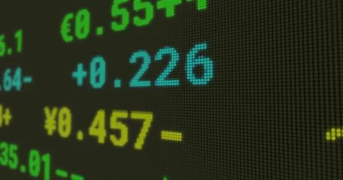 Image of financial data processing over black background Stock Illustration