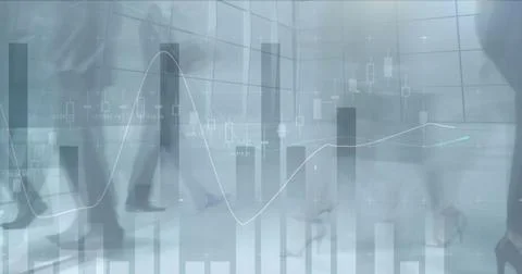 Image of financial data processing over business people 스톡 일러스트