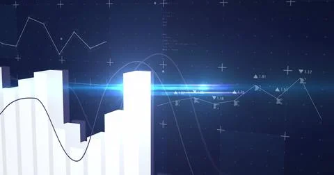 Image of financial data processing over black background 스톡 일러스트