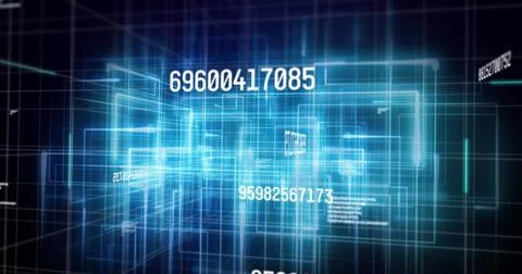 Image of financial data processing over dark background Illustrazione stock