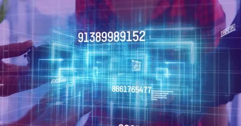 Image of financial data processing over people using payment terminal Stock Illustration