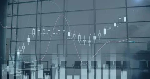 Image of financial data processing over walking crowd Stock Illustration