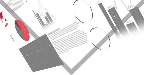 Image of financial data processing over white background Stock Illustration