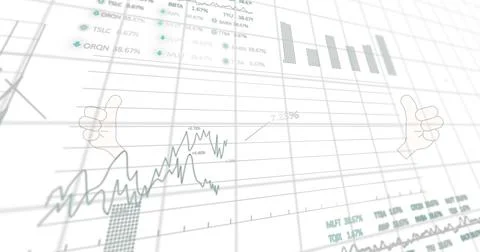 Image of financial data processing over white background 스톡 일러스트