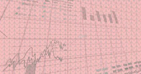 Image of financial data processing over shapes on white background Illustrazione stock