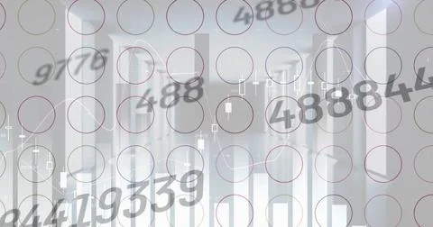 Image of financial data processing over empty office Stock Illustration