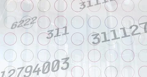 Image of financial data processing over shapes on white background Illustrazione stock