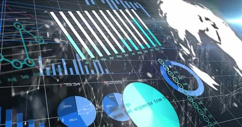 Image of financial data processing over dark background 스톡 일러스트
