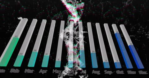 Image of financial data processing over dna strand on black background Illustrazione stock