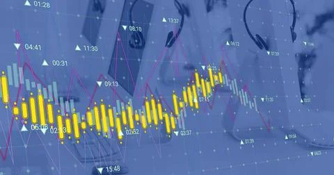 Image of financial data processing over computers Stock Photos