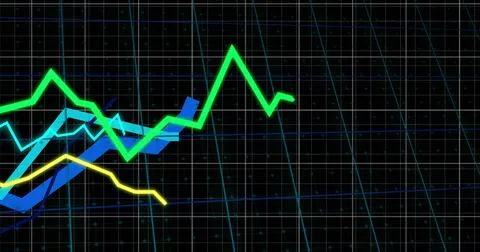 Image of financial data processing over black background Foto stock