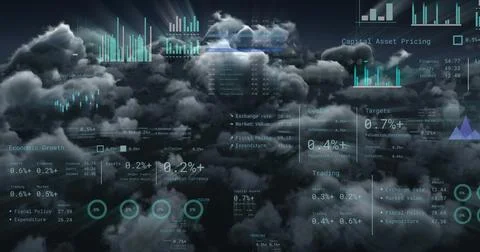Image of financial data processing over clouds 스톡 사진