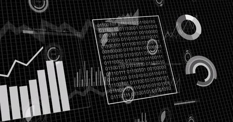Image of financial data processing over grid background Stock Photos
