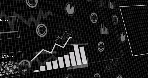 Image of financial data processing over grid background Stock Photos
