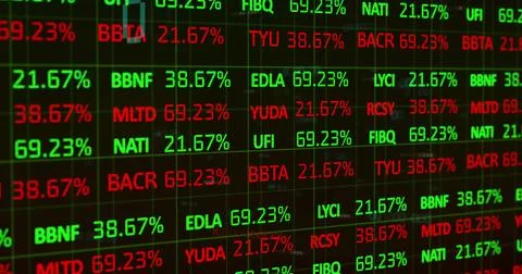 Image of financial data processing over dark background Stock Photos