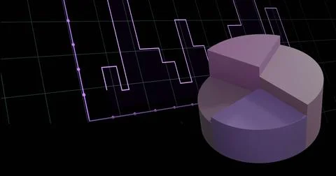 Image of financial data processing over black background Foto stock