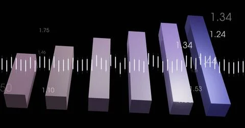 Image of financial data processing over black background Stock Photos