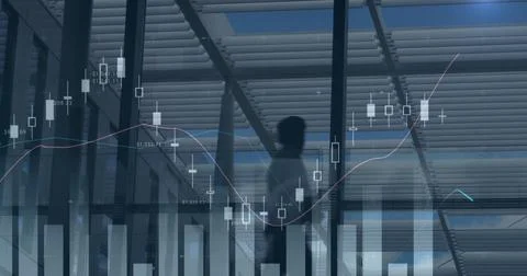 Image of financial data processing over business people Stock Photos