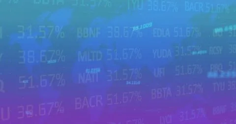 Image of financial data processing over world map Stock Photos