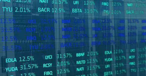 Image of financial data processing over computer servers Foto stock