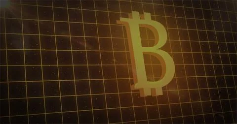 Image of financial data processing over bitcoin sign, on black background Foto stock