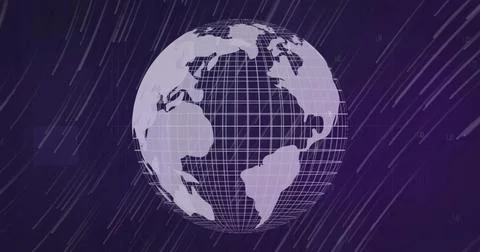 Image of financial data processing over globe on black background Stock Photos