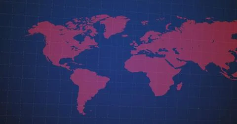 Image of financial data processing over world map on black background 스톡 사진