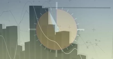 Image of financial data processing over moving clock Foto stock