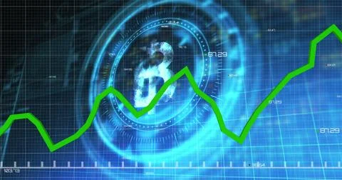 Image of financial data processing over scope scanning with dollar symbol on Stock Photos