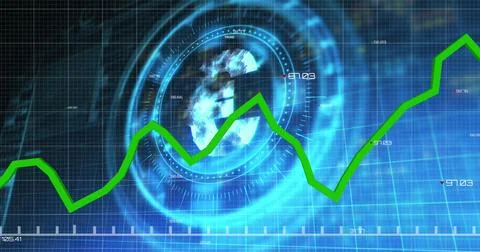 Image of financial data processing over scope scanning with euro symbol on black Stock Photos