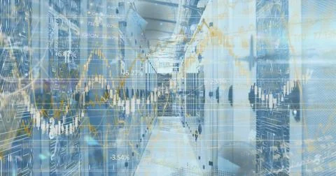 Image of financial data processing over microprocessor connections against 스톡 사진