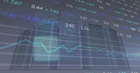 Image of financial data processing over servers Stockfoto's