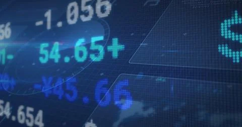 Image of financial data processing over statistics Stock Photos