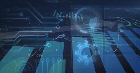 Image of financial data processing over statistics Foto stock