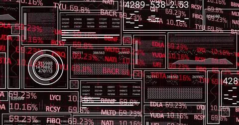Image of financial data processing over dark background Stock Photos