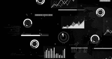 Image of financial data processing over world map Stock Photos