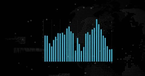 Image of financial data processing over globe Foto stock