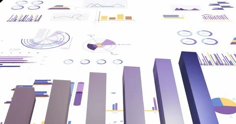 Image of financial data processing over white background Foto stock