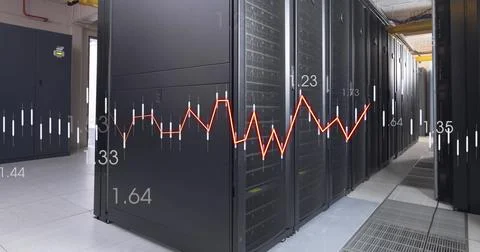 Image of financial data processing over computer servers 스톡 사진