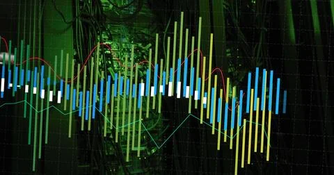 Image of financial data processing over computer servers Stock Photos