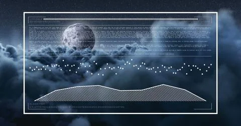 Image of financial data processing over sky with clouds Stock Photos