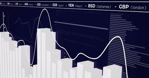 Image of financial data processing over black background 스톡 사진