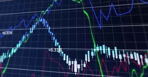 Image of financial data processing over grid Stock Photos