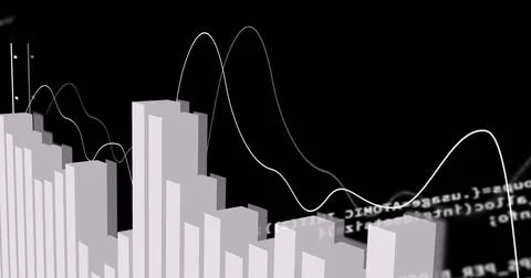 Image of financial data processing over black background Stock Photos